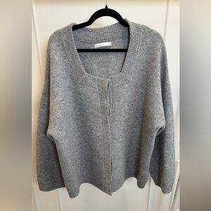 OAK + FORT Gray Cardigan Sweater with button Closure